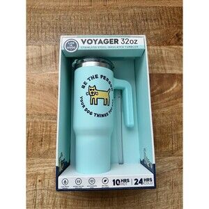Voyager Life is Good Tumbler 32oz Light Blue Dog Handle Straw BPA Free
